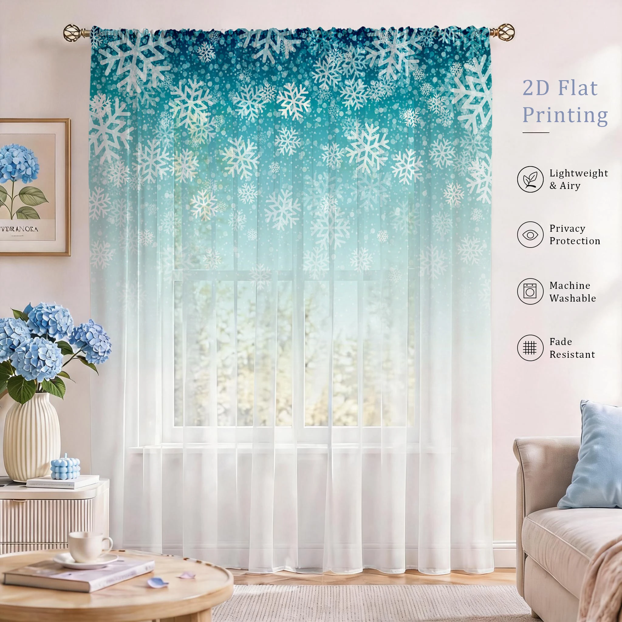 Good Floral & Wedding Decor Supply - Voilage dégradé floral, rideau transparent de