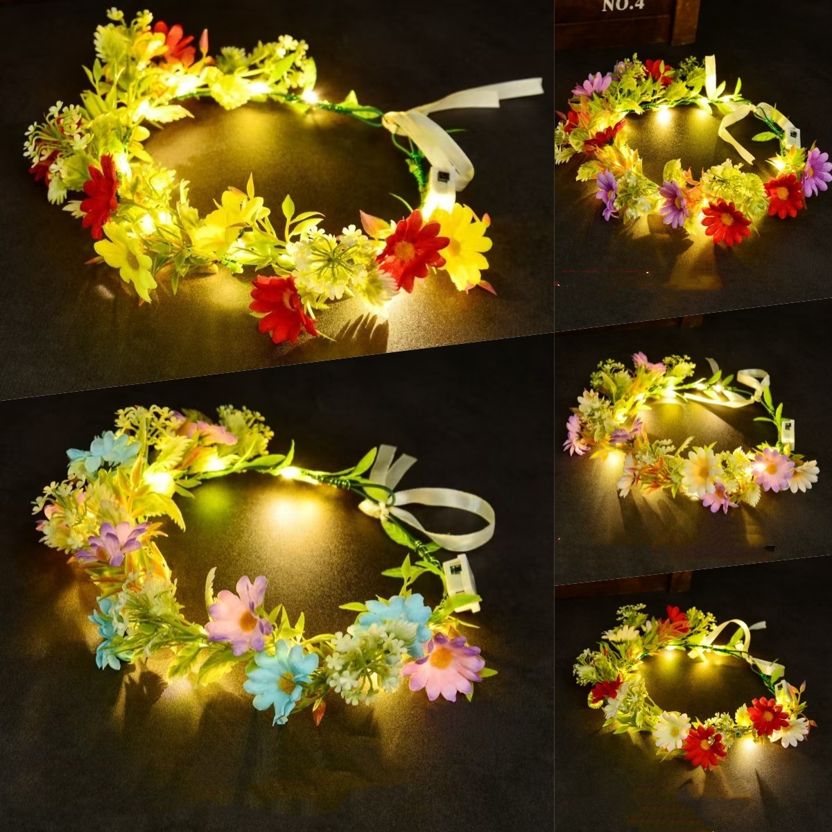 Wedding Arch Flower - Couronne de fleurs lumineuse à LED,