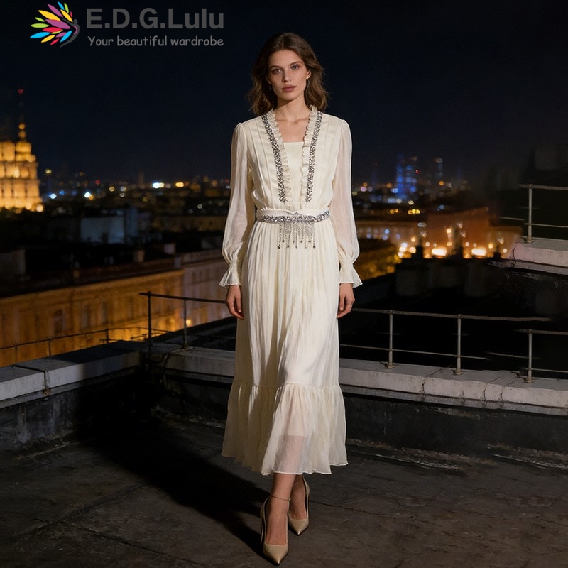 Wedding Lulu - EDGLuLu Robe longue élégante en mousseline