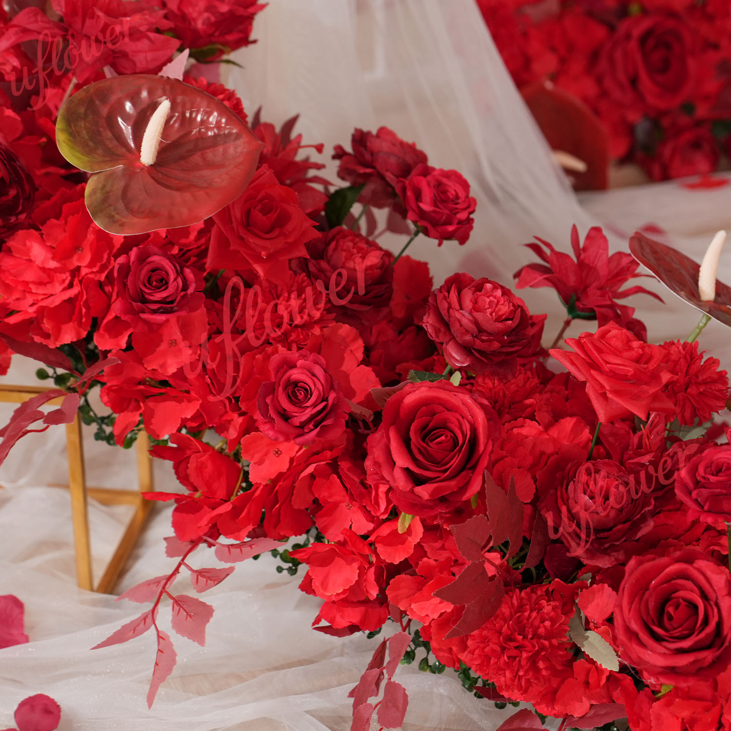 Uflower rouge fleur rangée mar - Wedding Arch Flower avis et prix